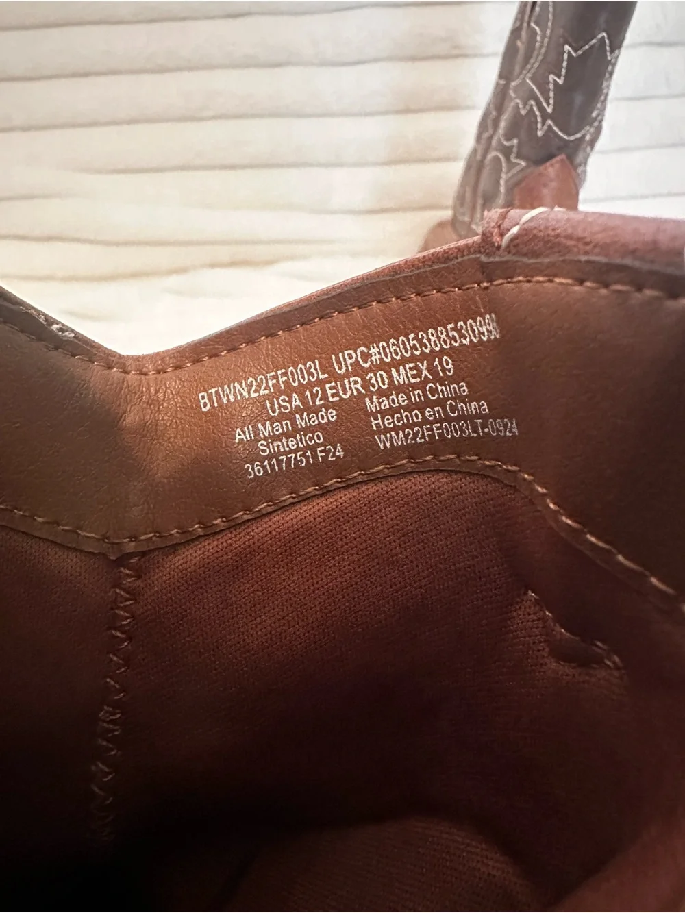 wonder nation Brown Kids Western Cowboy Boots with White Stitching